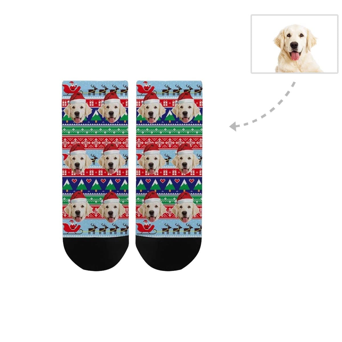 Custom Christmas Custom Photo Sock Dog Face Pet Socks Personalized Christmas Socks Ankle Socks - YesCustom