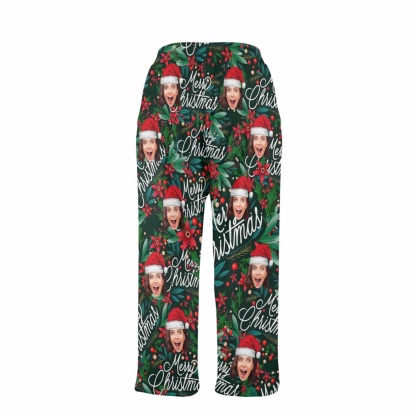 Custom Coral Fleece Pajama Trousers-Custom Face Christmas Red Beans Print Warm and Comfortable Sleepwear Long Pajama Pants For Men Women - YesCustom