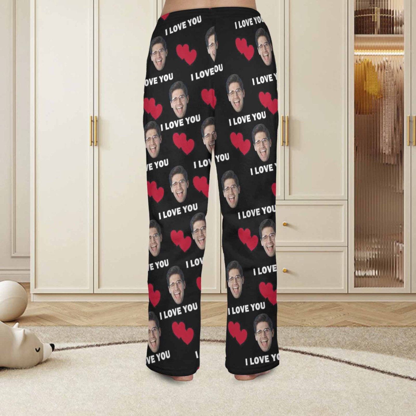 Custom Coral Fleece Pajama Trousers-Custom Face Heart Lover Print Warm and Comfortable Sleepwear Long Pajama Pants For Men Women - YesCustom