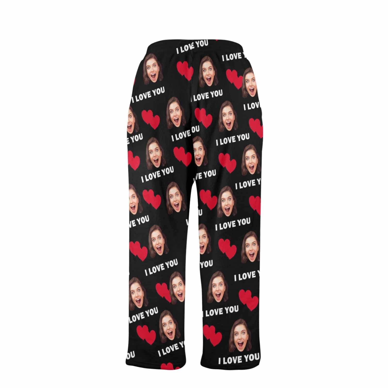 Custom Coral Fleece Pajama Trousers-Custom Face Heart Lover Print Warm and Comfortable Sleepwear Long Pajama Pants For Men Women - YesCustom