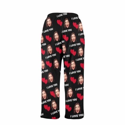 Custom Coral Fleece Pajama Trousers-Custom Face Heart Lover Print Warm and Comfortable Sleepwear Long Pajama Pants For Men Women - YesCustom