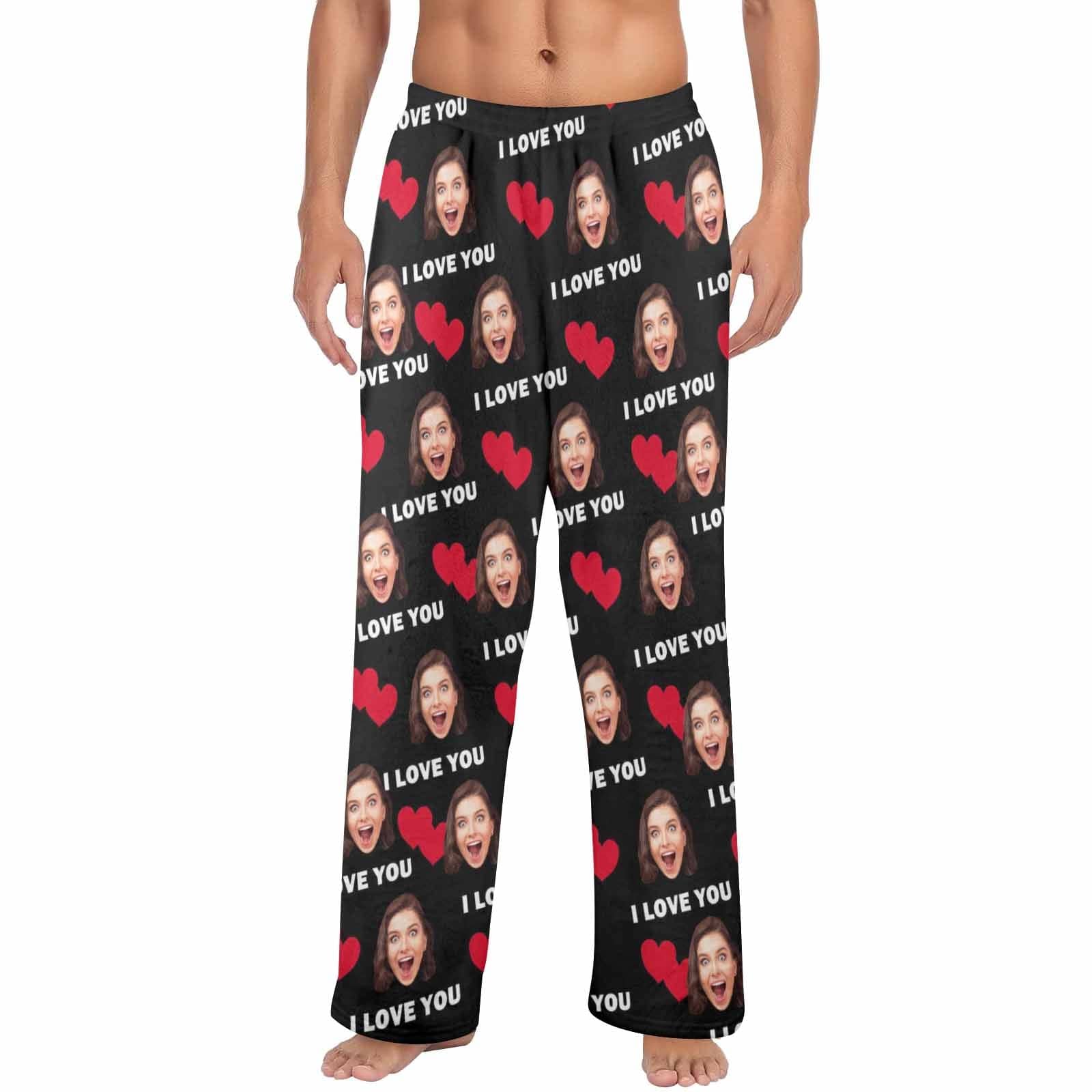 Custom Coral Fleece Pajama Trousers-Custom Face Heart Lover Print Warm and Comfortable Sleepwear Long Pajama Pants For Men Women - YesCustom