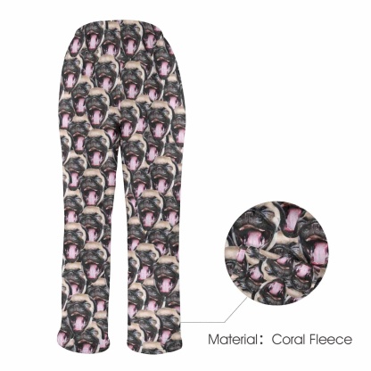 Custom Coral Fleece Pajama Trousers-Custom Face Pet Dog Seamless Warm and Comfortable Sleepwear Long Pajama Pants For Men Women - YesCustom