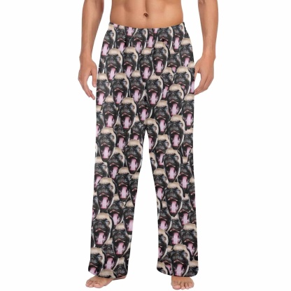Custom Coral Fleece Pajama Trousers-Custom Face Pet Dog Seamless Warm and Comfortable Sleepwear Long Pajama Pants For Men Women - YesCustom