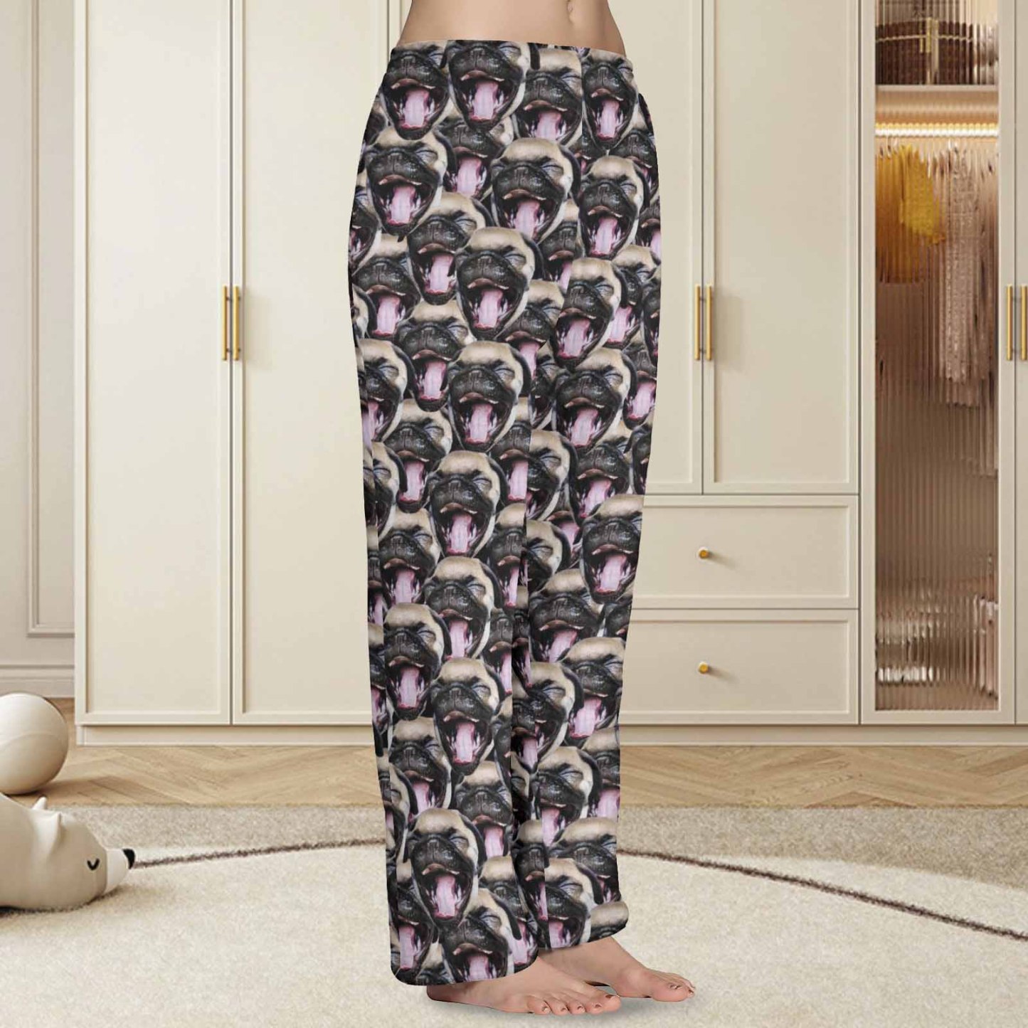 Custom Coral Fleece Pajama Trousers-Custom Face Pet Dog Seamless Warm and Comfortable Sleepwear Long Pajama Pants For Men Women - YesCustom
