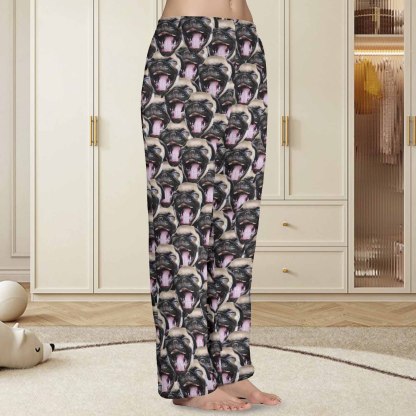 Custom Coral Fleece Pajama Trousers-Custom Face Pet Dog Seamless Warm and Comfortable Sleepwear Long Pajama Pants For Men Women - YesCustom