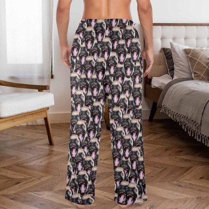 Custom Coral Fleece Pajama Trousers-Custom Face Pet Dog Seamless Warm and Comfortable Sleepwear Long Pajama Pants For Men Women - YesCustom