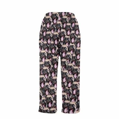 Custom Coral Fleece Pajama Trousers-Custom Face Pet Dog Seamless Warm and Comfortable Sleepwear Long Pajama Pants For Men Women - YesCustom