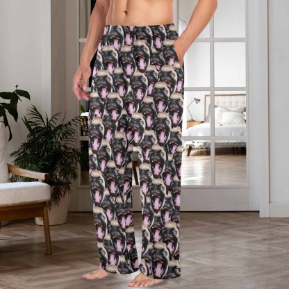 Custom Coral Fleece Pajama Trousers-Custom Face Pet Dog Seamless Warm and Comfortable Sleepwear Long Pajama Pants For Men Women - YesCustom