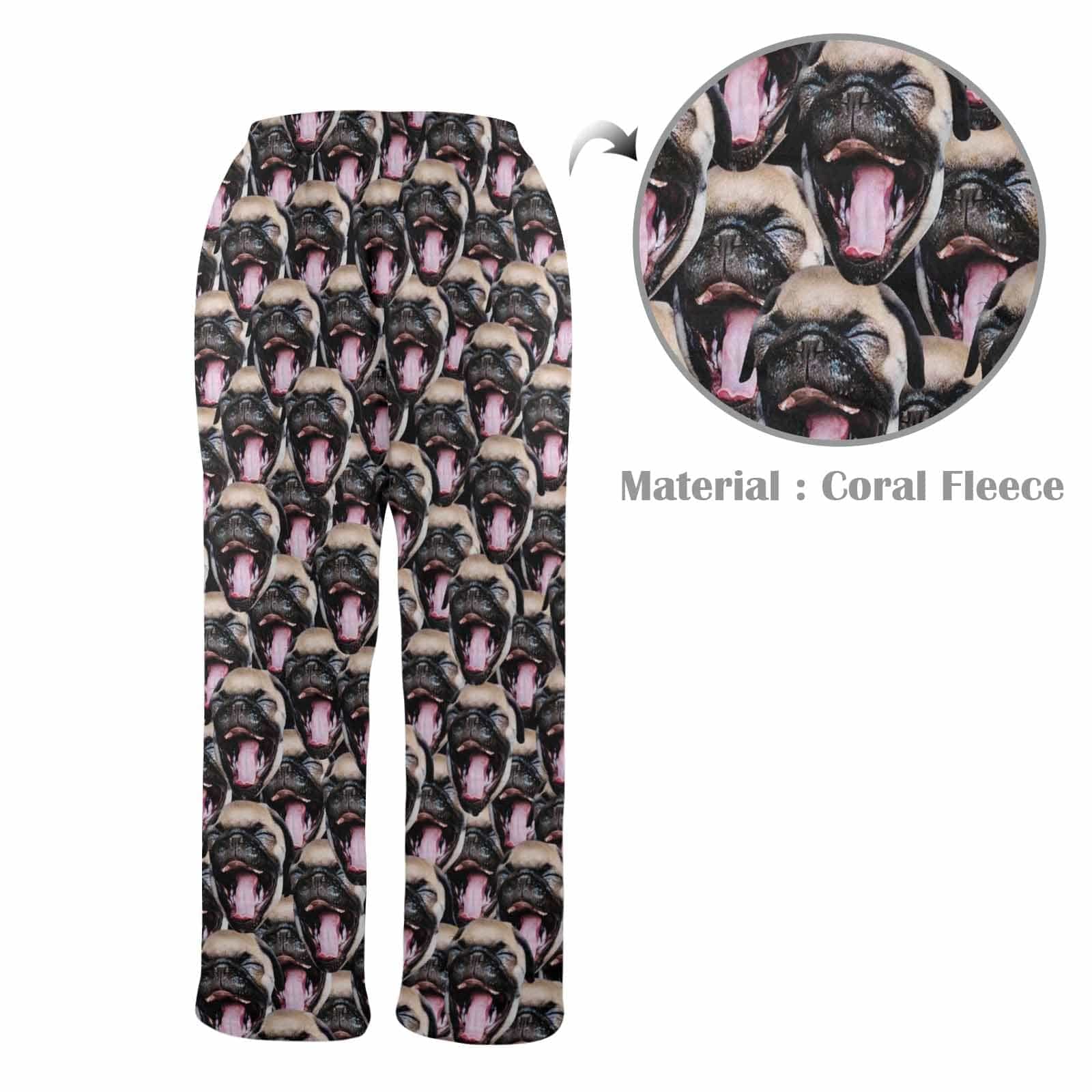 Custom Coral Fleece Pajama Trousers-Custom Face Pet Dog Seamless Warm and Comfortable Sleepwear Long Pajama Pants For Men Women - YesCustom