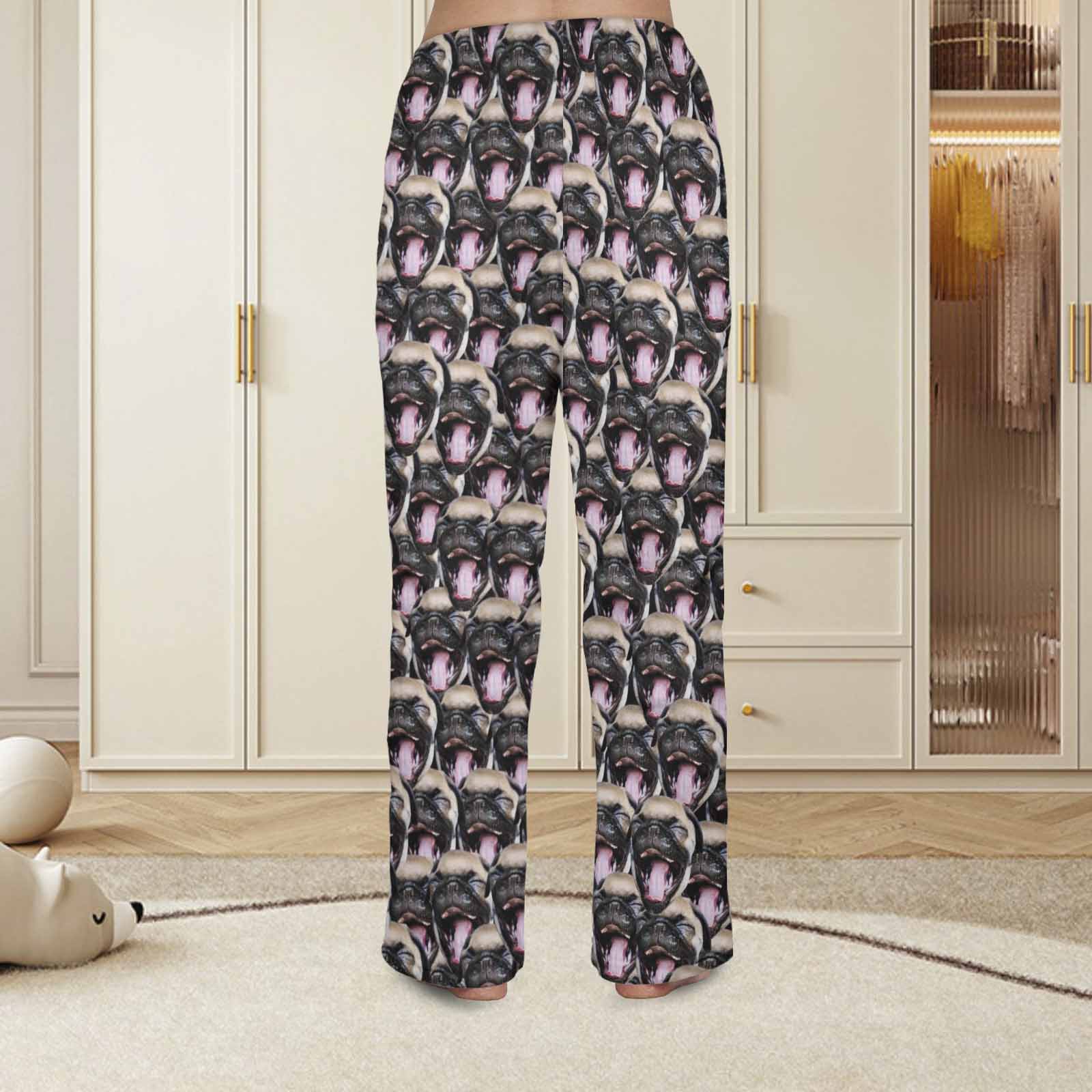 Custom Coral Fleece Pajama Trousers-Custom Face Pet Dog Seamless Warm and Comfortable Sleepwear Long Pajama Pants For Men Women - YesCustom