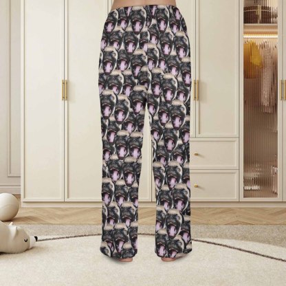 Custom Coral Fleece Pajama Trousers-Custom Face Pet Dog Seamless Warm and Comfortable Sleepwear Long Pajama Pants For Men Women - YesCustom