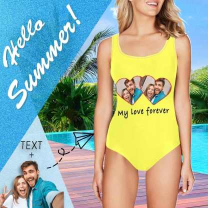 Custom Couple Bathing Suit-Custom Photo&Text Colorful Camo Women's One Piece Swimsuit - YesCustom