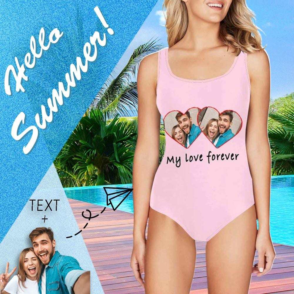 Custom Couple Bathing Suit-Custom Photo&Text Colorful Camo Women's One Piece Swimsuit - YesCustom