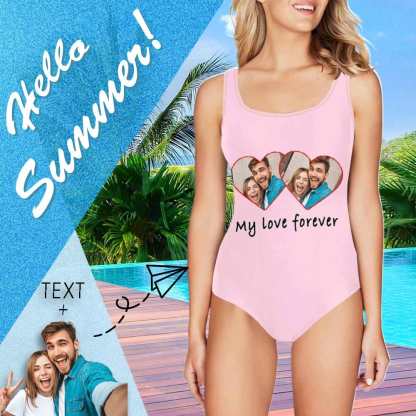 Custom Couple Bathing Suit-Custom Photo&Text Colorful Camo Women's One Piece Swimsuit - YesCustom