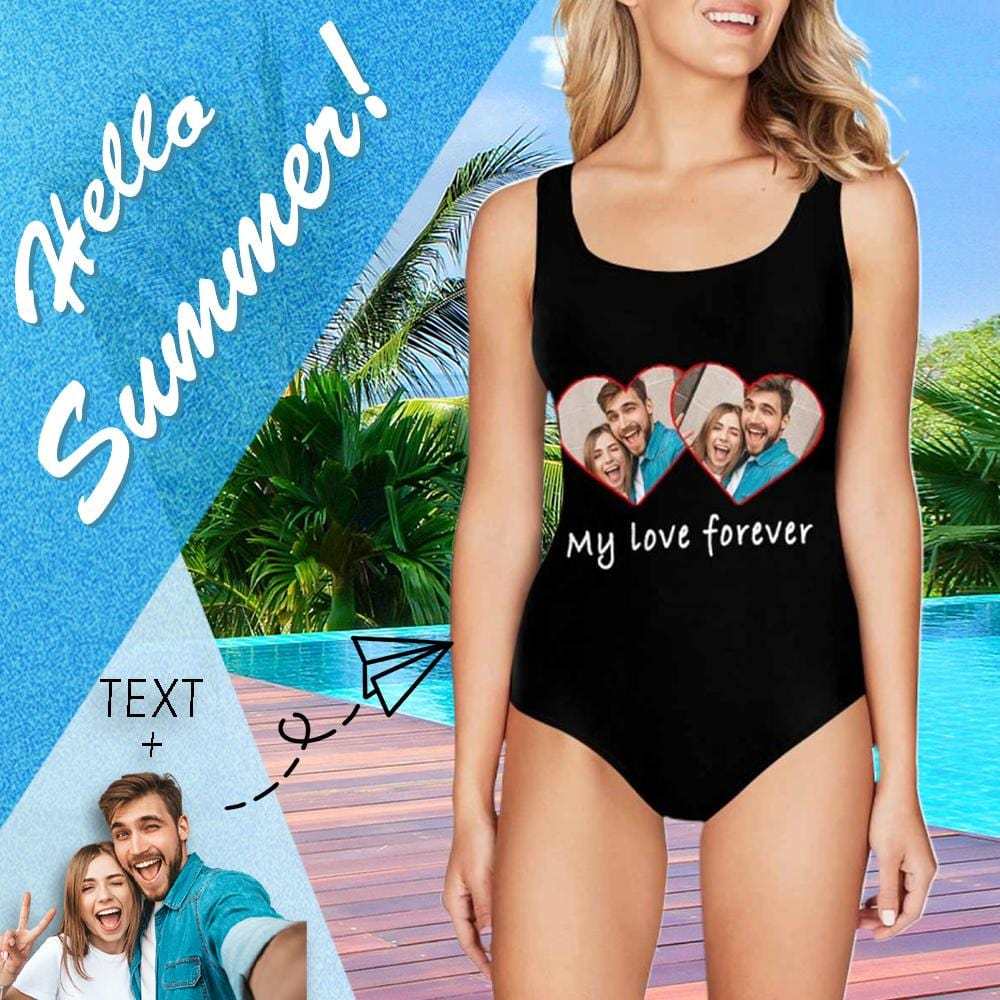Custom Couple Bathing Suit-Custom Photo&Text Colorful Camo Women's One Piece Swimsuit - YesCustom