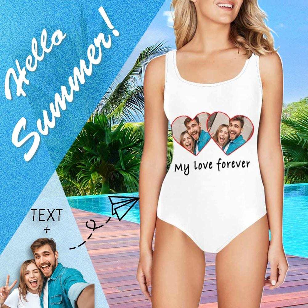 Custom Couple Bathing Suit-Custom Photo&Text Colorful Camo Women's One Piece Swimsuit - YesCustom