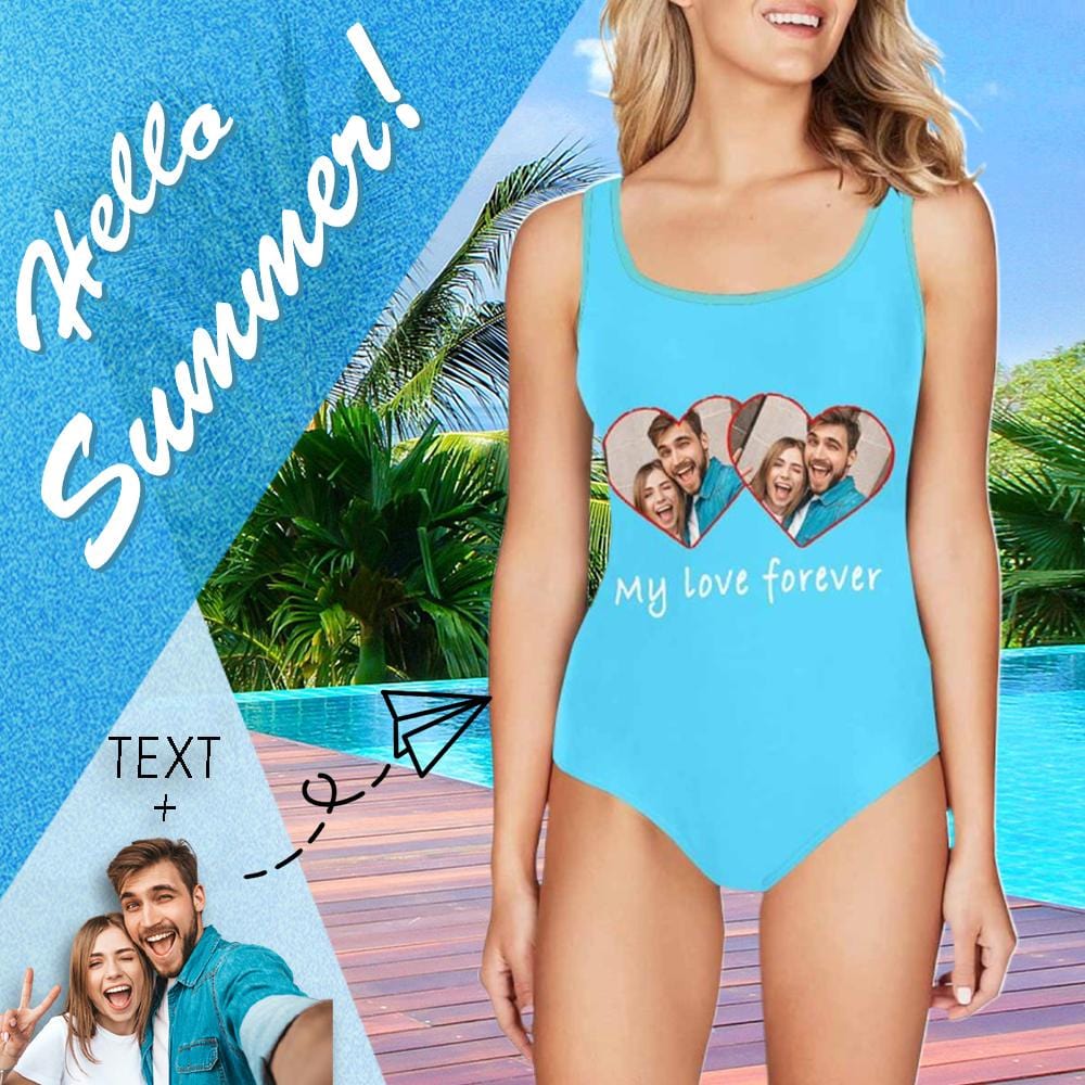 Custom Couple Bathing Suit-Custom Photo&Text Colorful Camo Women's One Piece Swimsuit - YesCustom