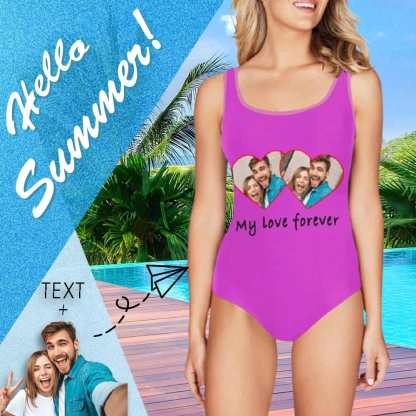 Custom Couple Bathing Suit-Custom Photo&Text Colorful Camo Women's One Piece Swimsuit - YesCustom