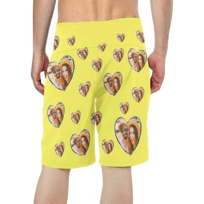 Custom Couple Beach Summer Swimwear Custom Photo Love Heart Beach Shorts&Beach Wrap - YesCustom