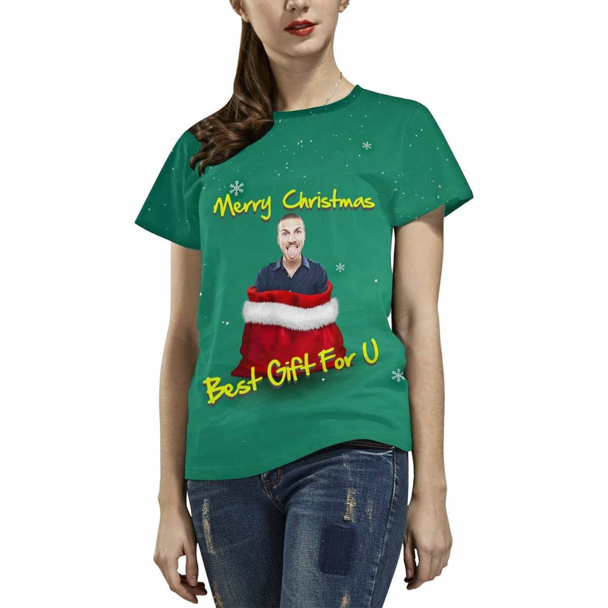 Custom Couple Christmas Gift Custom Face Unique Design All Over Print T-shirt For Men Women Gift - YesCustom