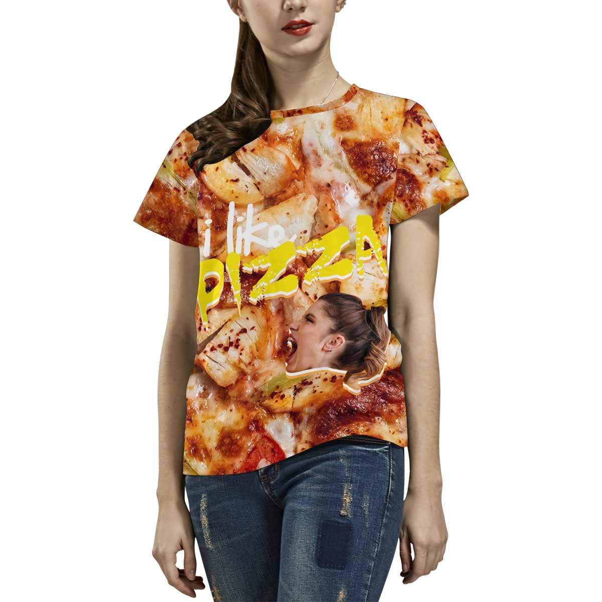 Custom Couple Custom Face&Food Photo&Food Name Unique Design All Over Print T-shirt For Men Women Gift - YesCustom
