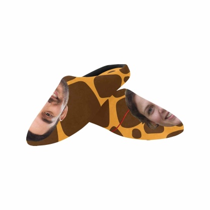 Custom Couple Gift Custom Face Leopard Print All Over Print Personalized Non-Slip Cotton Slippers For Girlfriend Boyfriend - YesCustom