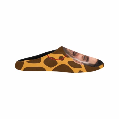 Custom Couple Gift Custom Face Leopard Print All Over Print Personalized Non-Slip Cotton Slippers For Girlfriend Boyfriend - YesCustom