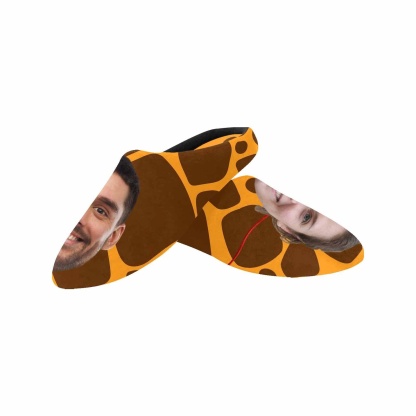 Custom Couple Gift Custom Face Leopard Print All Over Print Personalized Non-Slip Cotton Slippers For Girlfriend Boyfriend - YesCustom