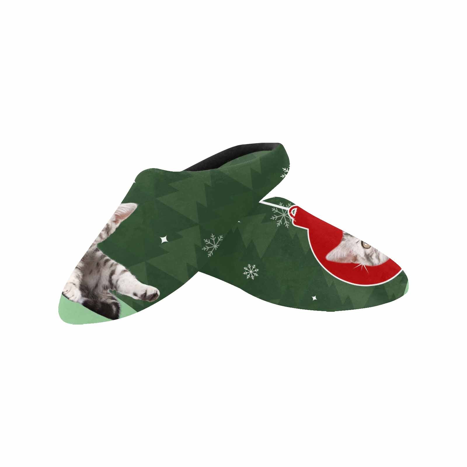 Custom Couple Gift Custom Pet Cat Face Christmas Bomb All Over Print Personalized Non-Slip Cotton Slippers For Girlfriend Boyfriend - YesCustom