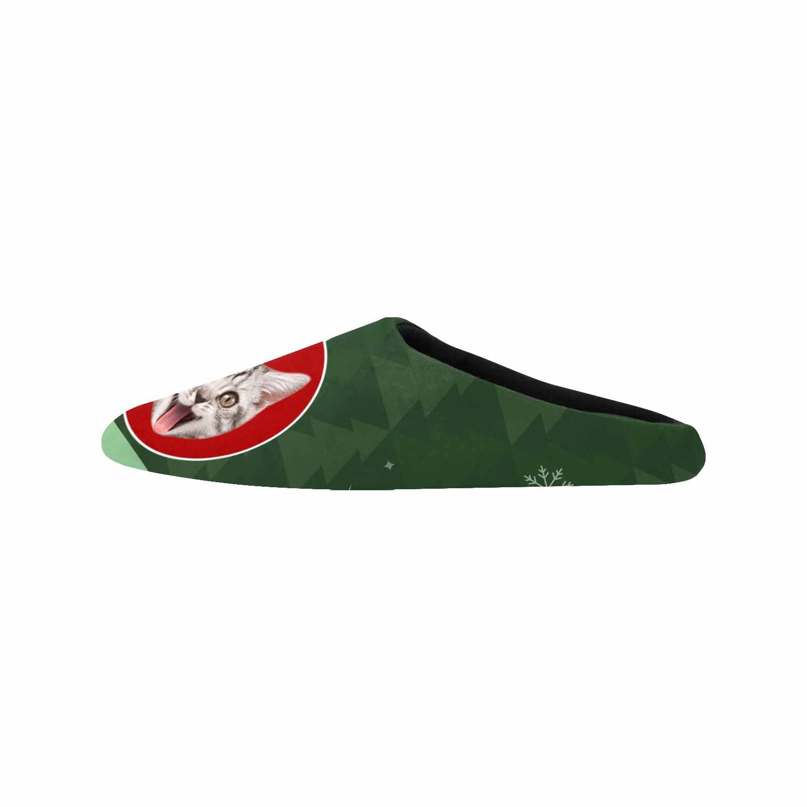 Custom Couple Gift Custom Pet Cat Face Christmas Bomb All Over Print Personalized Non-Slip Cotton Slippers For Girlfriend Boyfriend - YesCustom