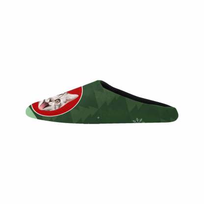 Custom Couple Gift Custom Pet Cat Face Christmas Bomb All Over Print Personalized Non-Slip Cotton Slippers For Girlfriend Boyfriend - YesCustom