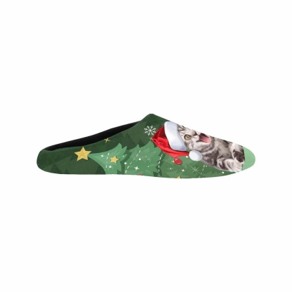 Custom Couple Gift Custom Pet Cat Face Christmas Bomb All Over Print Personalized Non-Slip Cotton Slippers For Girlfriend Boyfriend - YesCustom