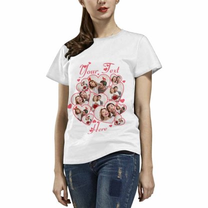 Custom Couple Gift Custom Photo&Text Heart Unique Design All Over Print T-shirt For Men Women Gift - YesCustom