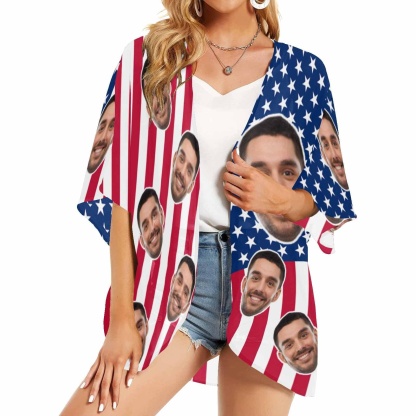 Custom Couple Hawaiian Shirt Cover Up Set Flag Independence Day Hawaiian Shirt&Cover Up - YesCustom