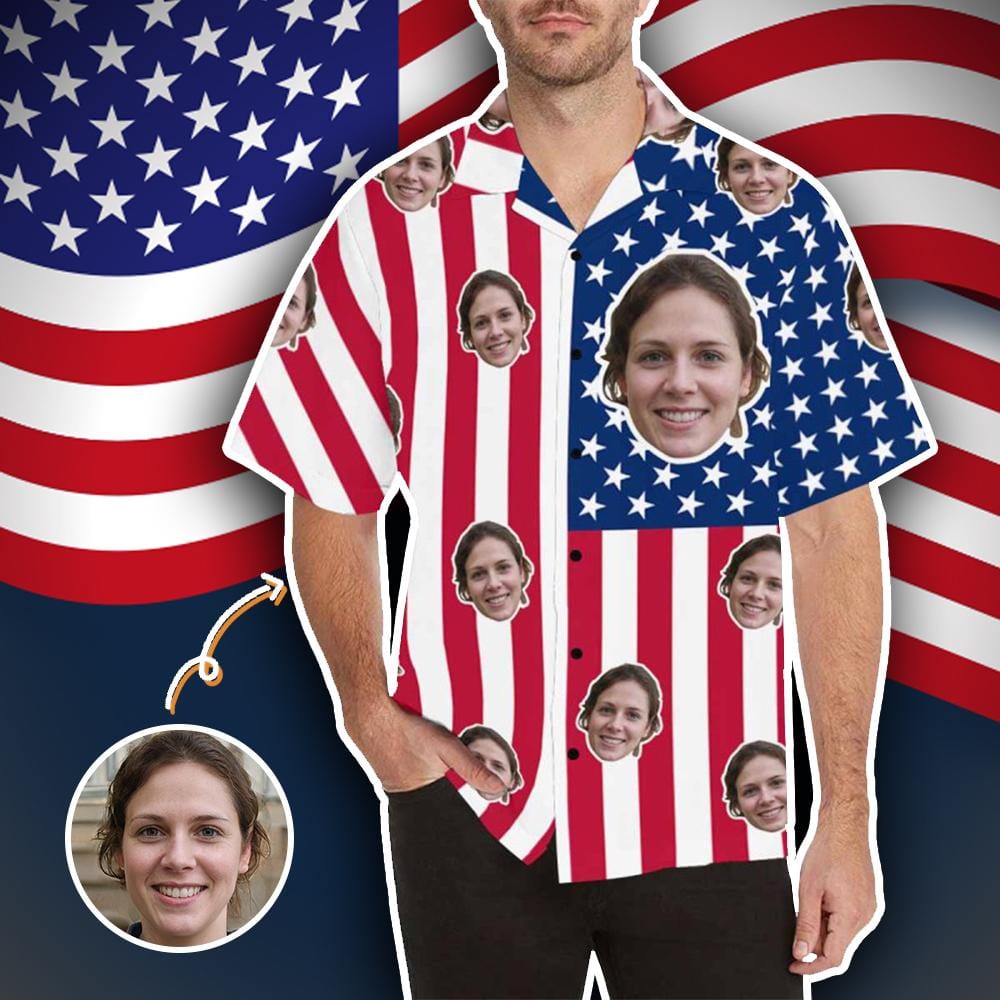 Custom Couple Hawaiian Shirt Cover Up Set Flag Independence Day Hawaiian Shirt&Cover Up - YesCustom