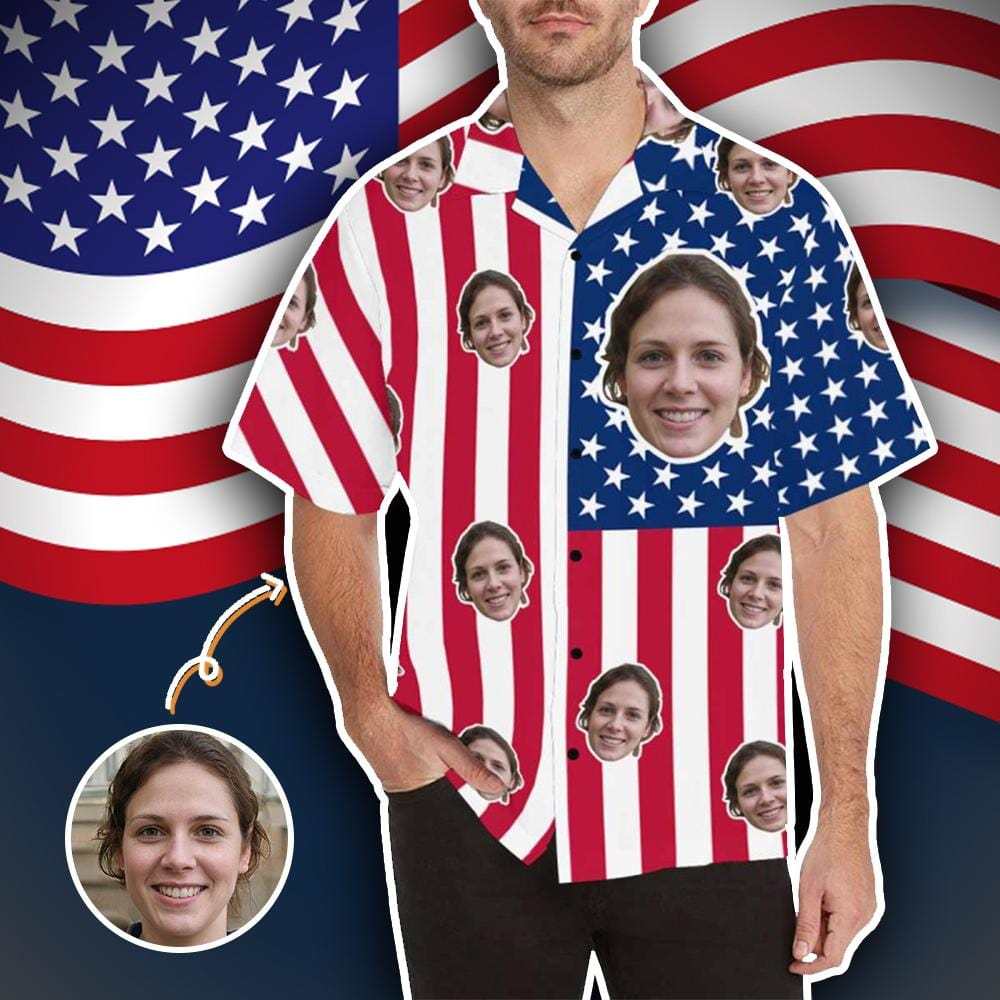 Custom Couple Hawaiian Shirt Cover Up Set Flag Independence Day Hawaiian Shirt&Cover Up - YesCustom