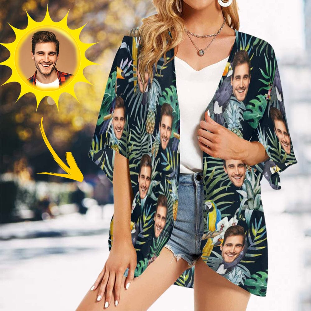 Custom Couple Hawaiian Shirt Cover Up Set Flower Parrot Aloha Hawaiian Shirt&Cover Up - YesCustom
