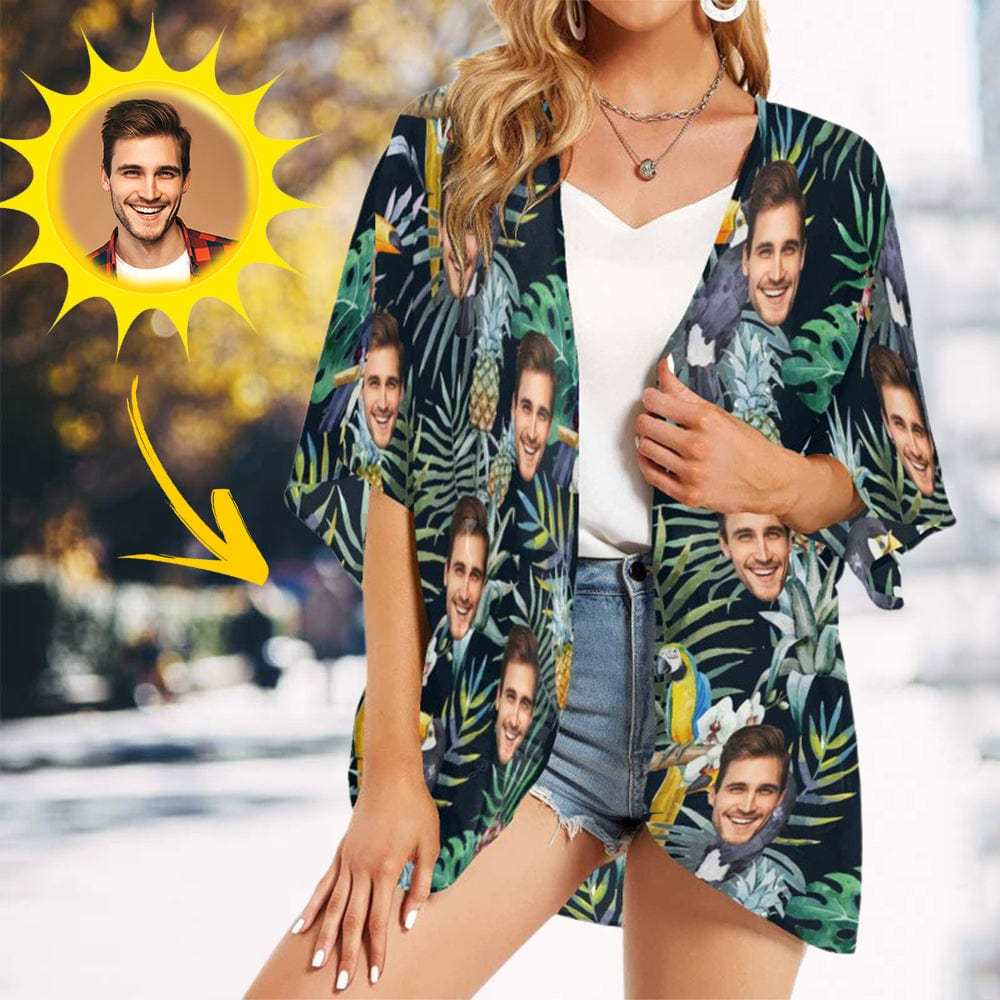 Custom Couple Hawaiian Shirt Cover Up Set Flower Parrot Aloha Hawaiian Shirt&Cover Up - YesCustom