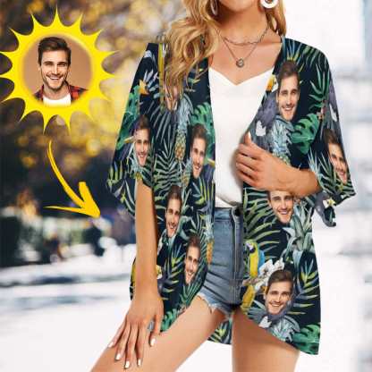 Custom Couple Hawaiian Shirt Cover Up Set Flower Parrot Aloha Hawaiian Shirt&Cover Up - YesCustom