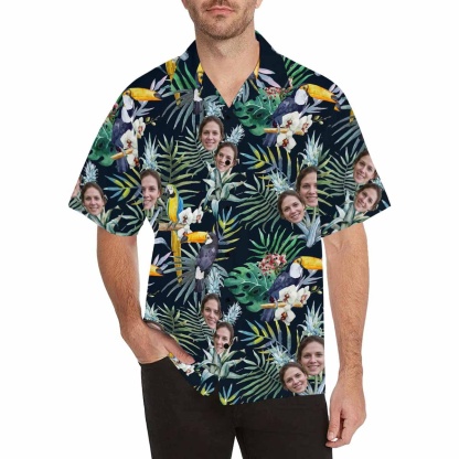 Custom Couple Hawaiian Shirt Cover Up Set Flower Parrot Aloha Hawaiian Shirt&Cover Up - YesCustom