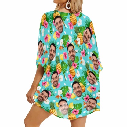 Custom Couple Hawaiian Shirt Cover Up Set Flower Pineapple Aloha Hawaiian Shirt&Cover Up - YesCustom