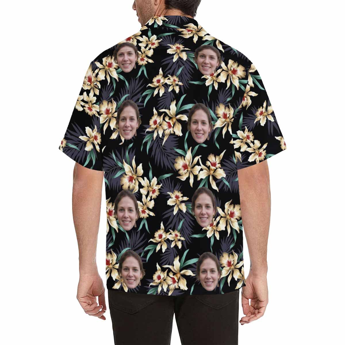 Custom Couple Hawaiian Shirt Cover Up Set Lily Flowers Custom Face Tropical Aloha Hawaiian Shirt&Cover Up - YesCustom
