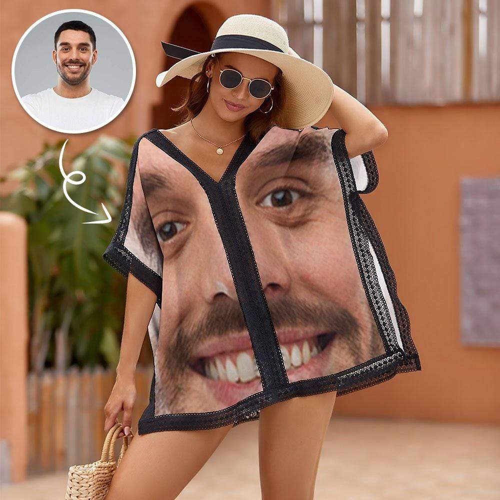 Custom Couple Hawaiian Swimsuit Cover Up Set Cruise Outfit Custom Face My Lover Hawaiian Shirt Set&Cover Up - YesCustom