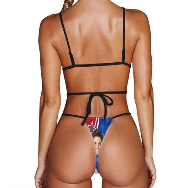 Custom Couple Matching American Swimwear Custom Face Women's Two-Pieces Triangle Bikini Set & Men's Swim Shorts - YesCustom