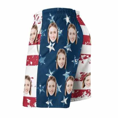 Custom Couple Matching American Swimwear Custom Face Women's Two-Pieces Triangle Bikini Set & Men's Swim Shorts - YesCustom