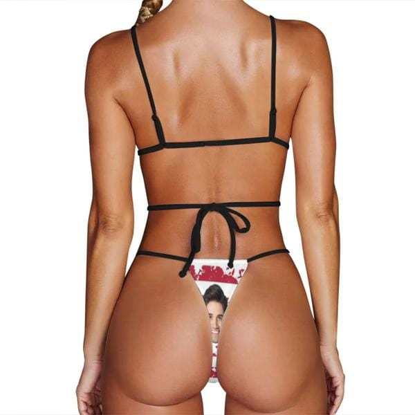 Custom Couple Matching American Swimwear Custom Face Women's Two-Pieces Triangle Bikini Set & Men's Swim Shorts - YesCustom
