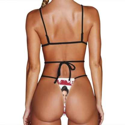 Custom Couple Matching American Swimwear Custom Face Women's Two-Pieces Triangle Bikini Set & Men's Swim Shorts - YesCustom