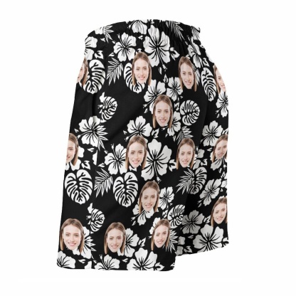 Custom Couple Matching Beach Shorts&One Piece Swimsuit Custom Face Flowers Personalized Photo Men's Quick-drying Beach Shorts - YesCustom