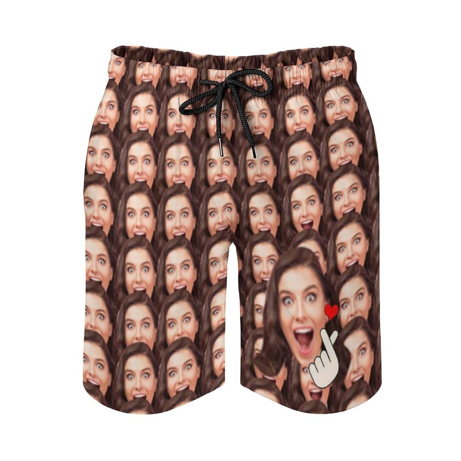 Custom Couple Matching Beach Shorts&One Piece Swimsuit Custom Face Show My Love Personalized Photo Men's Quick-drying Beach Shorts - YesCustom